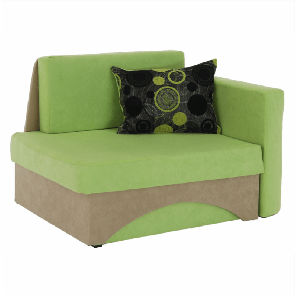 Kanapé fotel ágyfunkcióval, zöld+bézs színű, jobb oldali kivitel, KUBOS