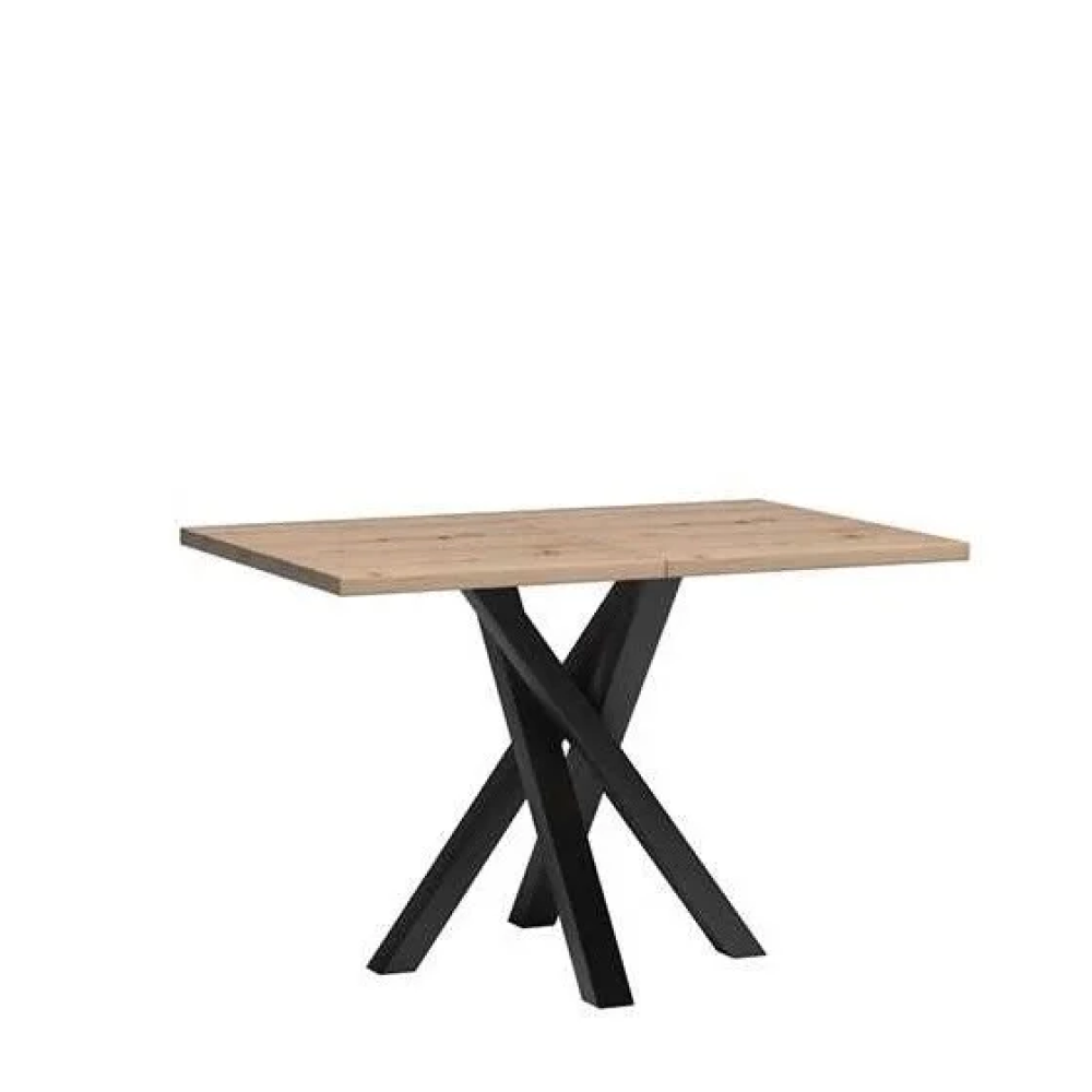Kihúzható ebédlőasztal, artisan tölgy/fekete, 120-160x80x75 cm, KOLI