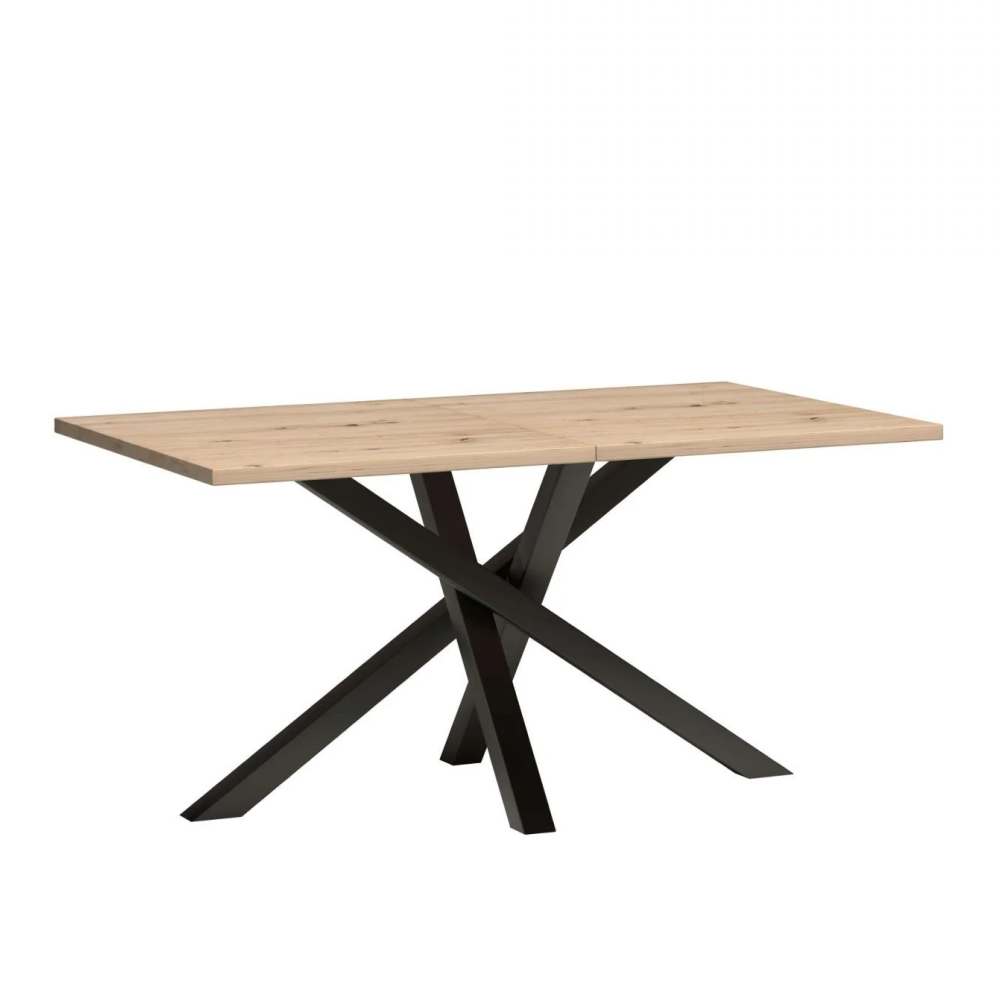 Kihúzható ebédlőasztal, artisan tölgy/fekete, 160-260x90x75 cm, KOLI