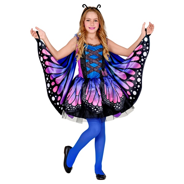 Kék pillangó jelmez szárnyakkal - 128 cm