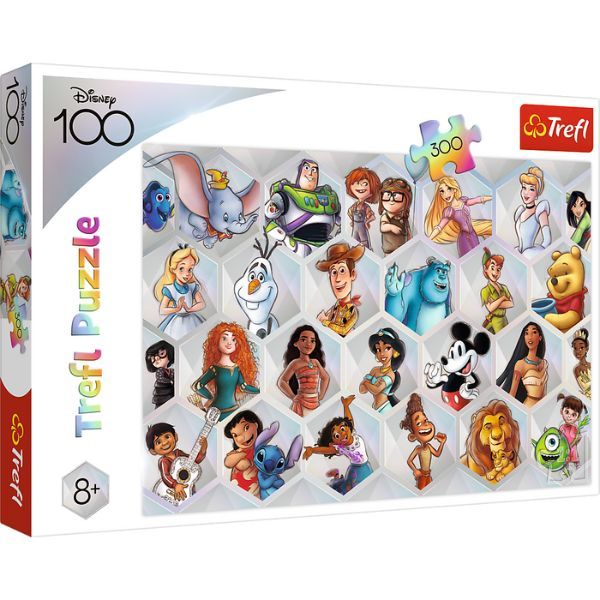 Trefl: Disney 100. évforduló, Disney hősök puzzle - 300 darabos