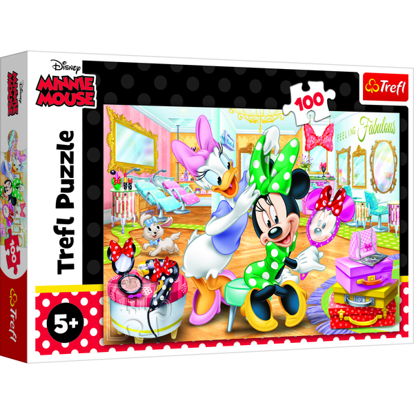 Trefl: Minnie egér, Minnie a szépségszalonban - 100 darabos puzzle