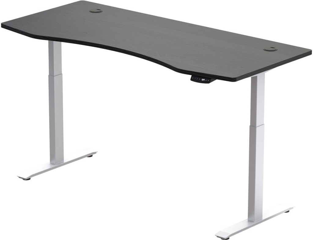 Hi5 elektromosan állítható magasságú íróasztal - 2 szegmensű, memóriavezérlővel - fehér konstrukció, fekete asztallap