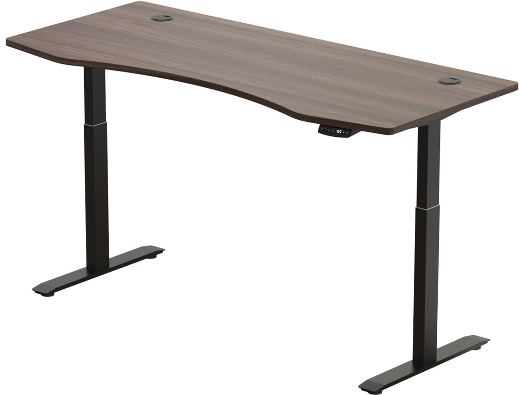Hi5 elektromosan állítható magasságú íróasztal - 2 szegmensű, memóriavezérlővel - fekete konstrukció, diófa asztallap