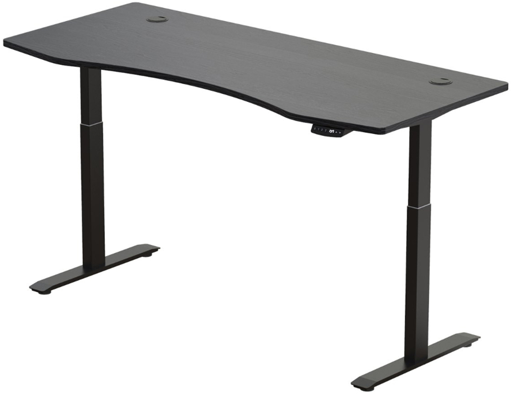 Hi5 elektromosan állítható magasságú íróasztal - 2 szegmensű, memóriavezérlővel - fekete konstrukció, fekete asztallap