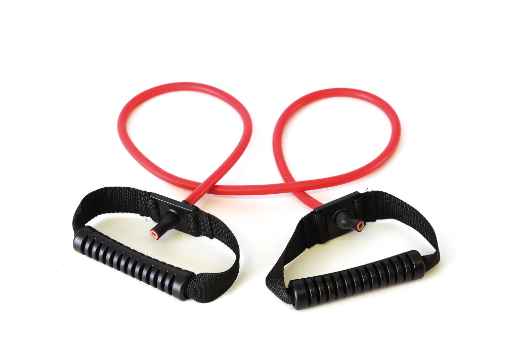 SISSEL® Fit-Tube erősítő gumikötél szilikon fogantyúval Szín: piros (közepes ellenállás)