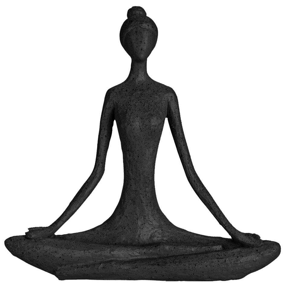 Yoga Lady dekoráció fekete, 18,5 x 19 x 5 cm, polystone