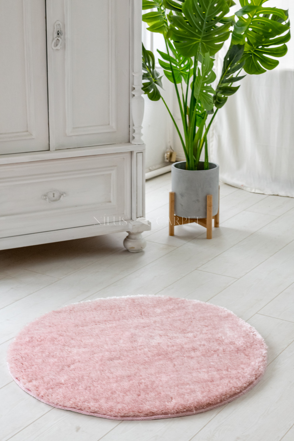 Crystal Luxury Shaggy (Pink) szőnyeg csúszásgátlóval kerek 80cm Rózsaszín