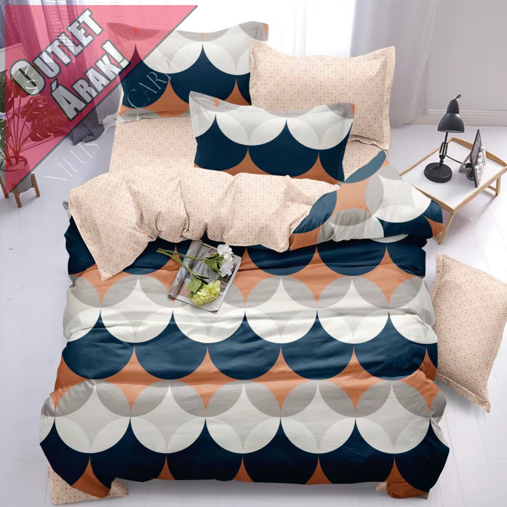 Estella új kék narancs legyezős ágynemű garnitura 3 részes