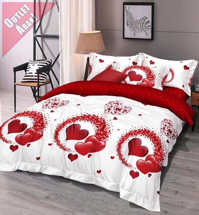  Love buborékos piros szíves ágynemű garnitura 3 részes