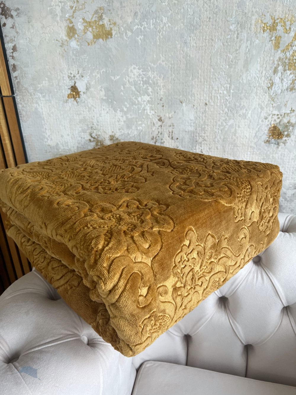 Luxory Gold Barok indás Mustar ágytakaró 160x220cm