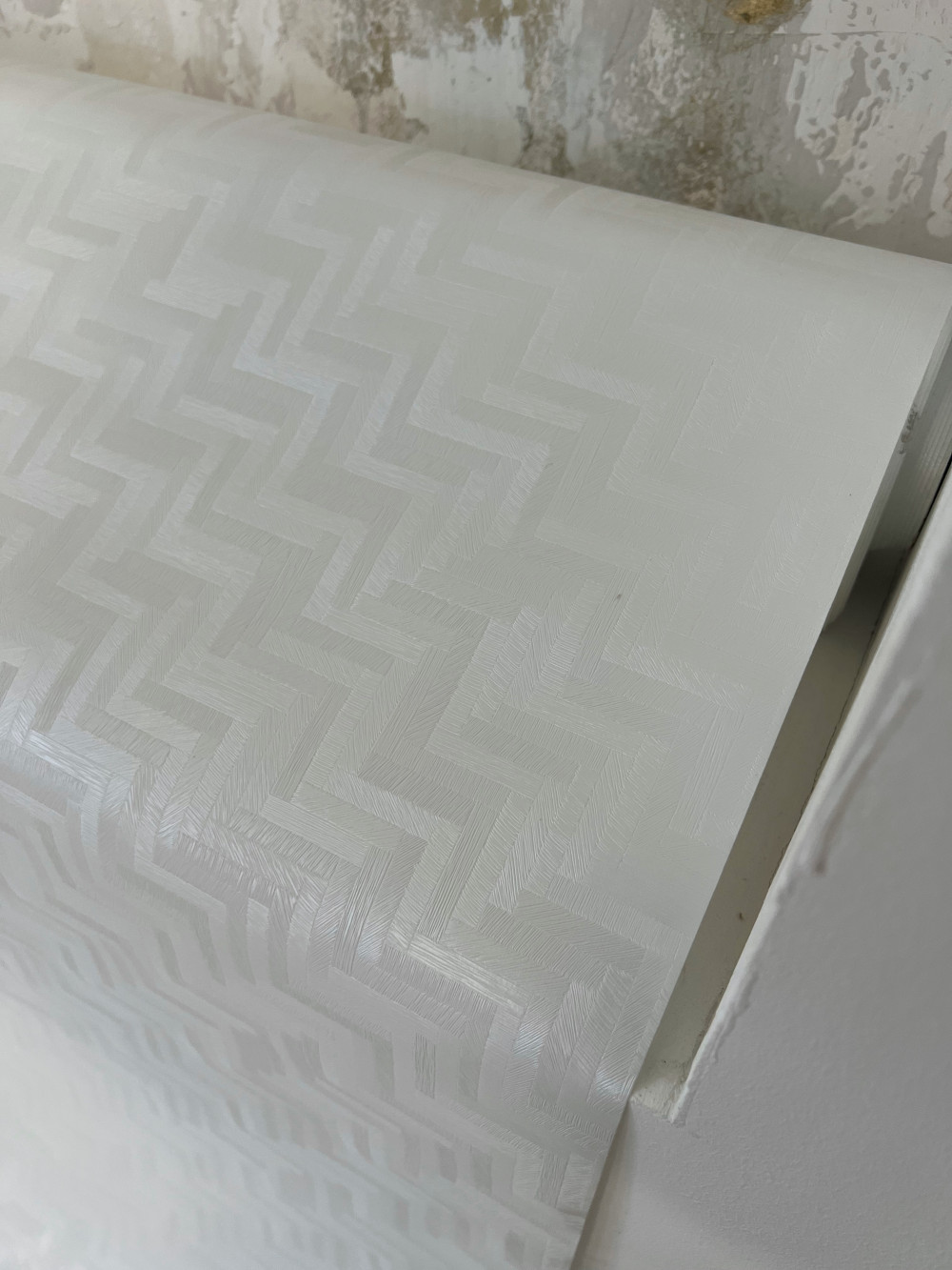 Viaszos vászon asztalterítő Új fényes fehér Labirintus fényes  140cm széles
