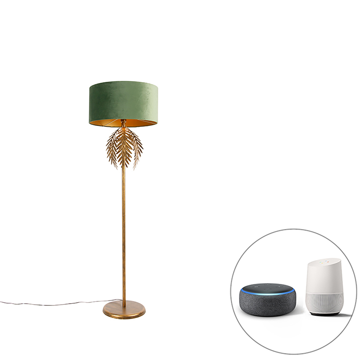 Intelligens arany állólámpa zöld árnyalattal, Wifi A60-al - Botanica