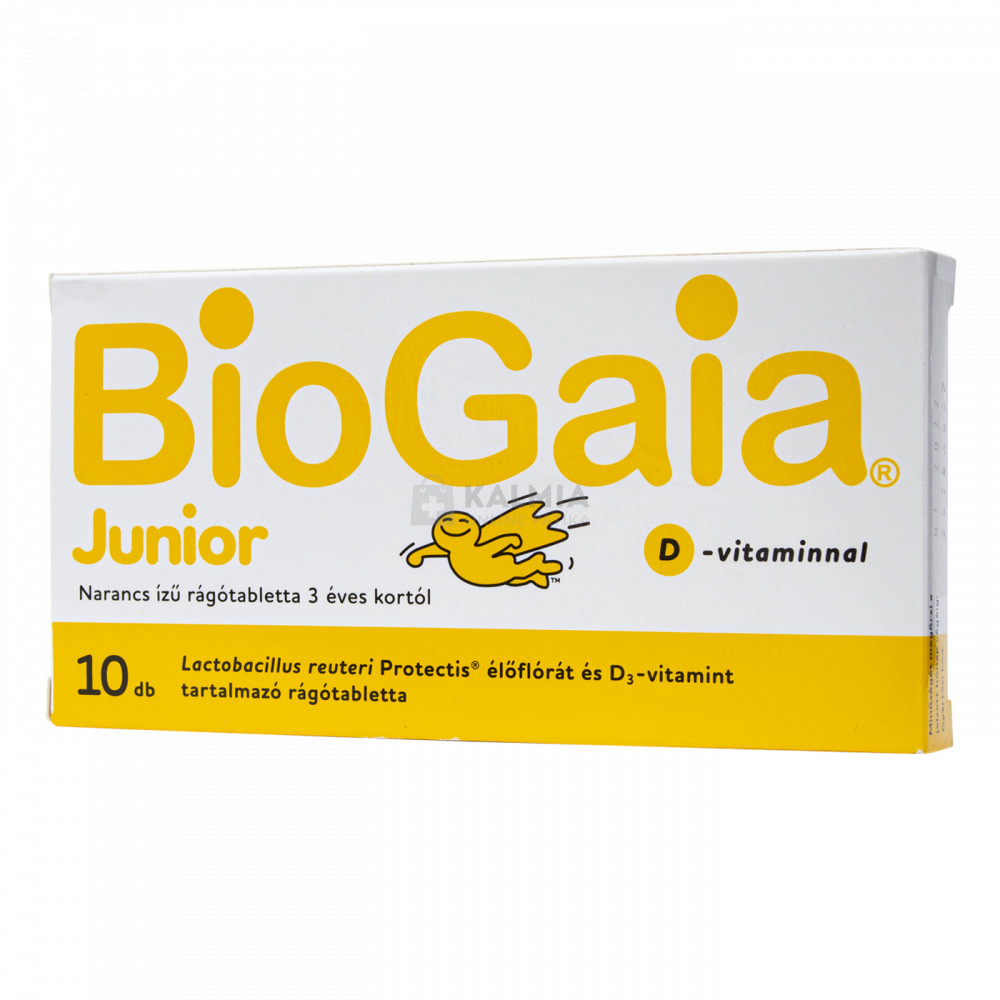 BioGaia Junior + D-vitamin étrend-kiegészítő rágótabletta 10 db