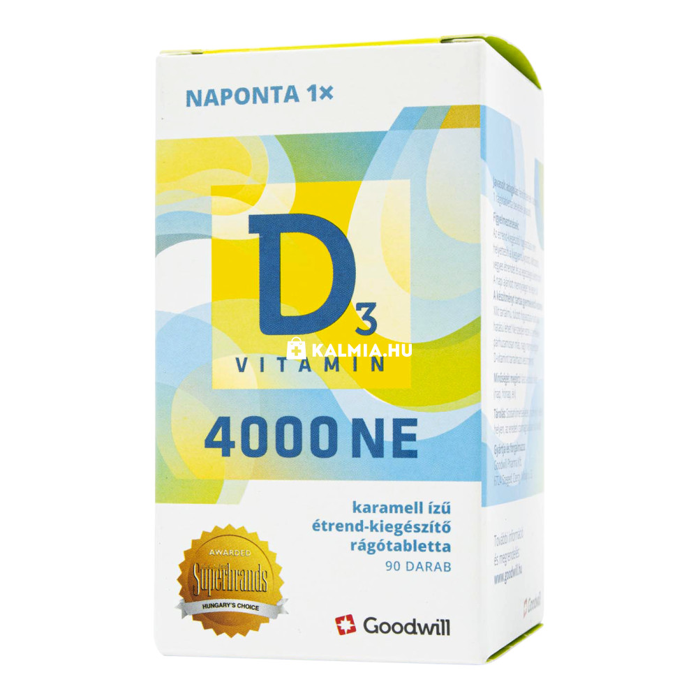 D3-Vitamin 4000 NE karamell ízű rágótabletta 90 db