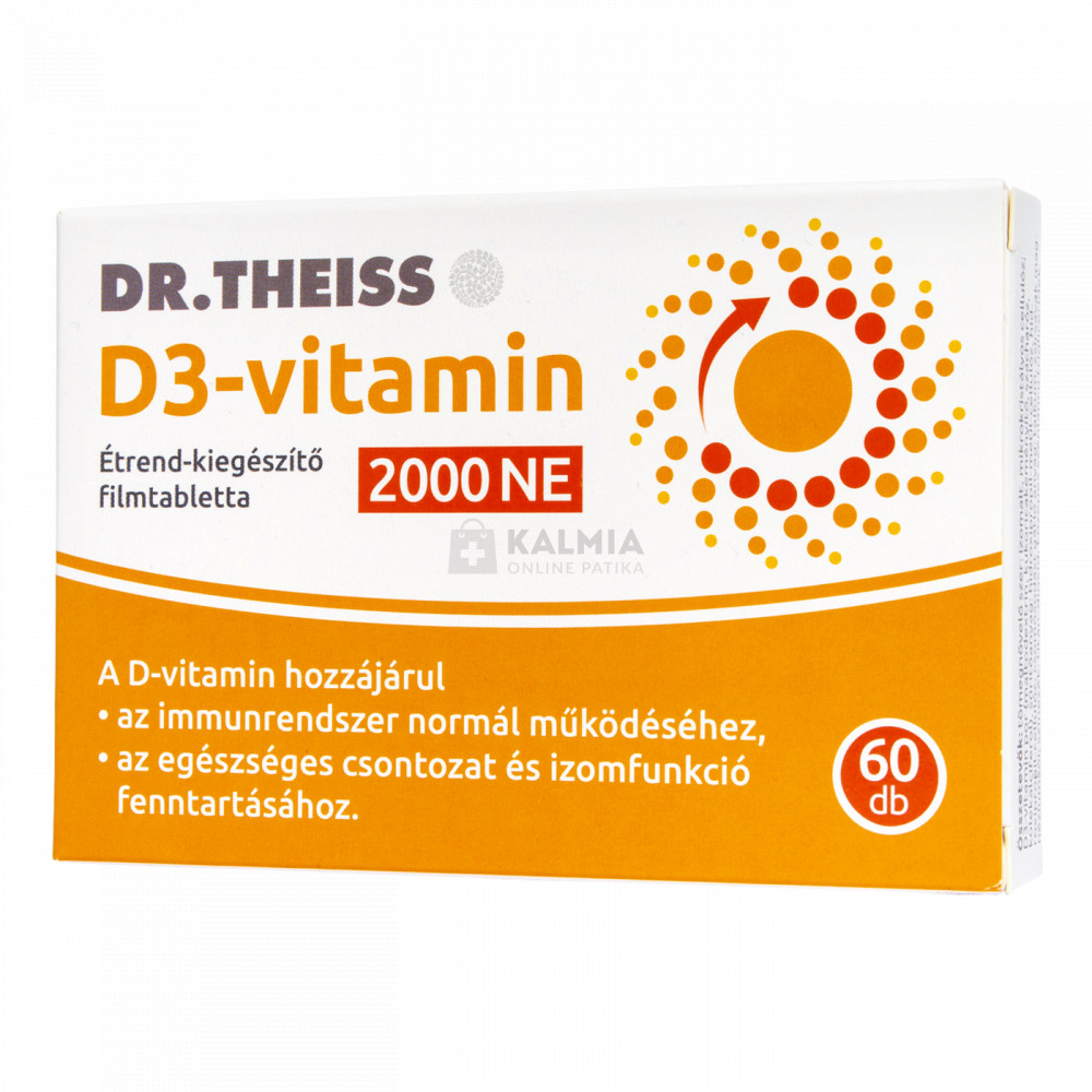 Dr. Theiss D3-vitamin étrend-kiegészítő filmtabletta 2000 NE 60 db