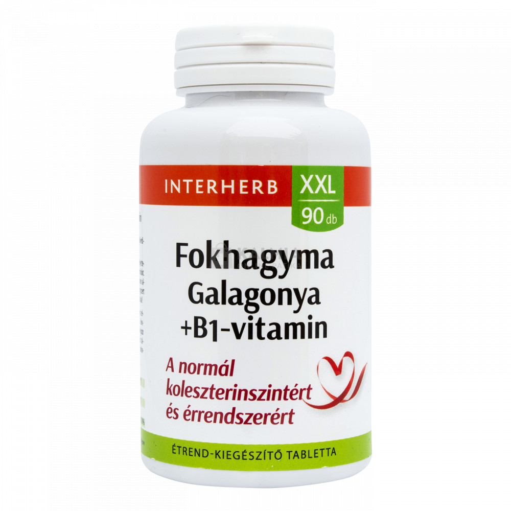 Interherb XXL Fokhagyma +galagonya +B1-vitamin tabletta 90 db