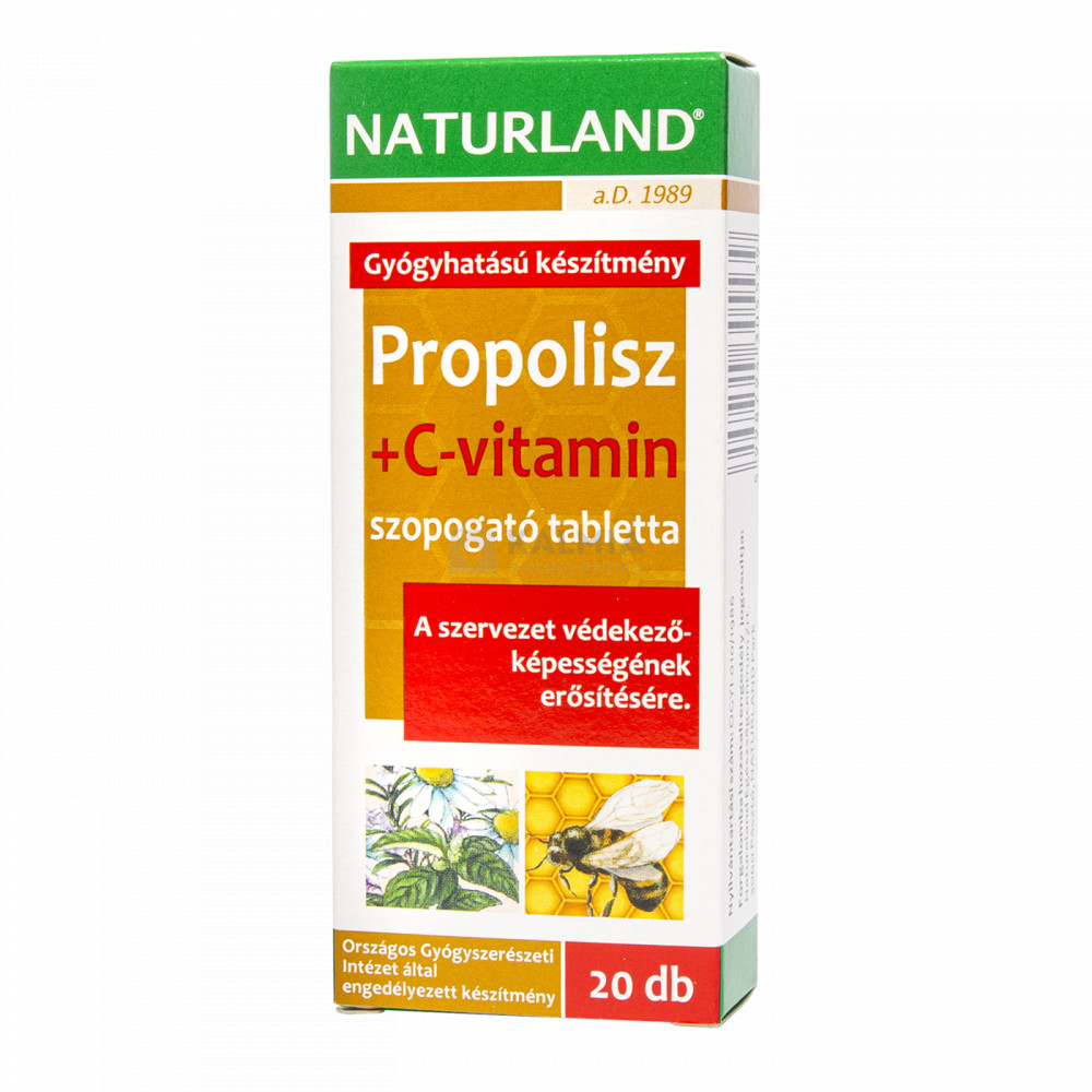 Naturland Propolisz + C-vitamin szopogató tabletta 20 db