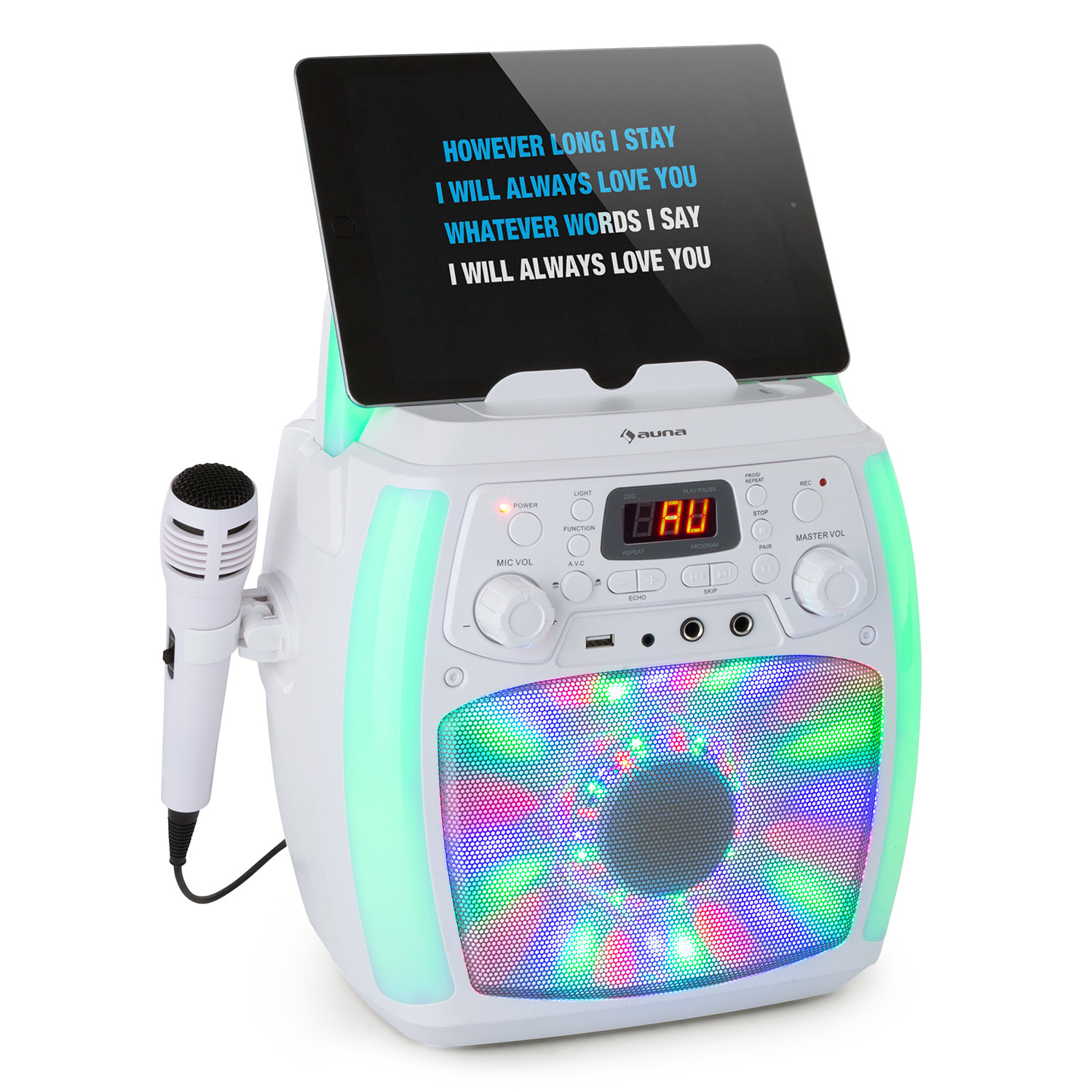 Auna StarMaker Plus, karaoke rendszer, karaoke készülék, bluetooth, USB, CD, LED show, cinch