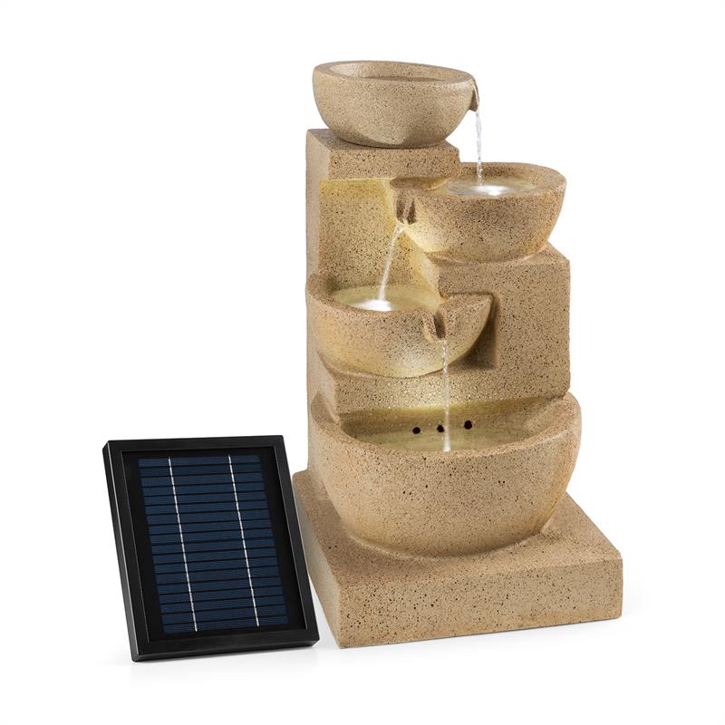 Blumfeldt Korinth, díszszökőkút, kerti szökőkút, 3 W-os napelem, LED, homokkő hatás