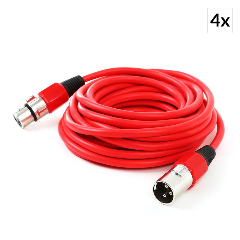 Electronic-Star FrontStage XLR kábel, piros, 6 m, male-female, 4 darab