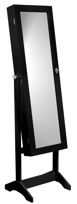 Tükrös ékszertartó szekrény 41,5 x 36,5 x 147 cm - fekete