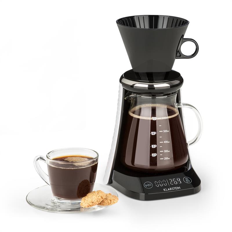 Klarstein Craft Coffee, kávéfőző, 600 ml, mérleg, időzítő, tartozék szűrővel, fekete/fehér