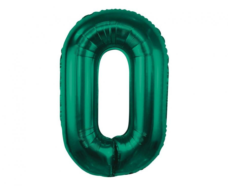 BandC Bottle Green, Zöld 0-ás szám fólia lufi 85 cm