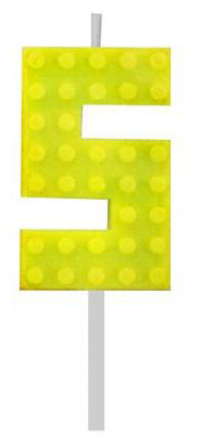 Építőkocka 5-ös Yellow Blocks tortagyertya, számgyertya