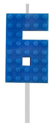 Építőkocka 6-os Blue Blocks tortagyertya, számgyertya