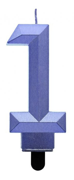 Kék 1-es Diamond Metallic számgyertya, tortagyertya