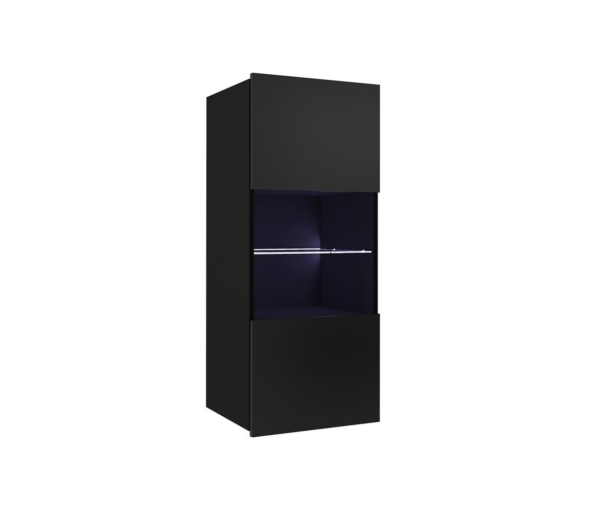 Konsimo Sp. z o.o. Sp. k. Faliszekrény LED világítással PAVO 117x45 cm fényes fekete 
