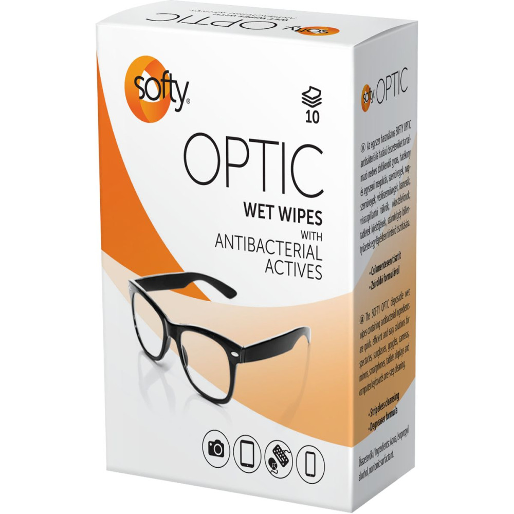 Softy Optic nedves tisztítókendő szemüvegre, kijelzőre 10 db-os