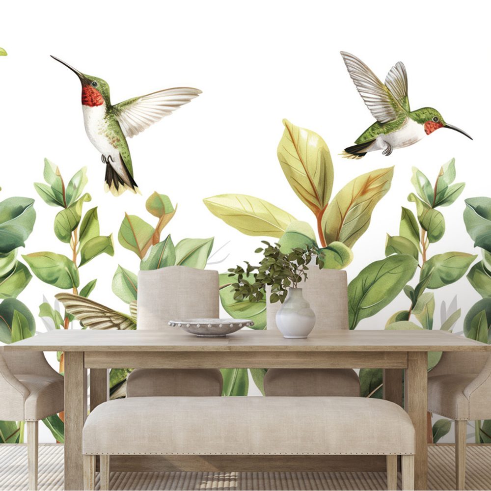 Tapéta kolibrik és levelek