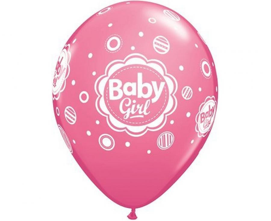 Baby Girl Pink Mix léggömb, lufi 6 db-os 11 inch (28 cm)