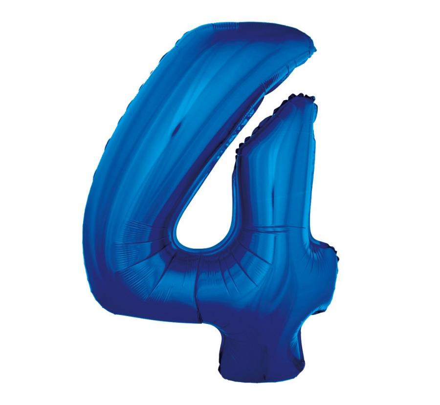Kék 4-es BandC Blue szám fólia lufi 92 cm