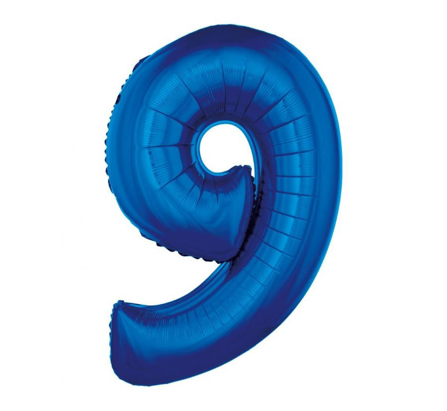 Kék 9-es BandC Blue szám fólia lufi 92 cm