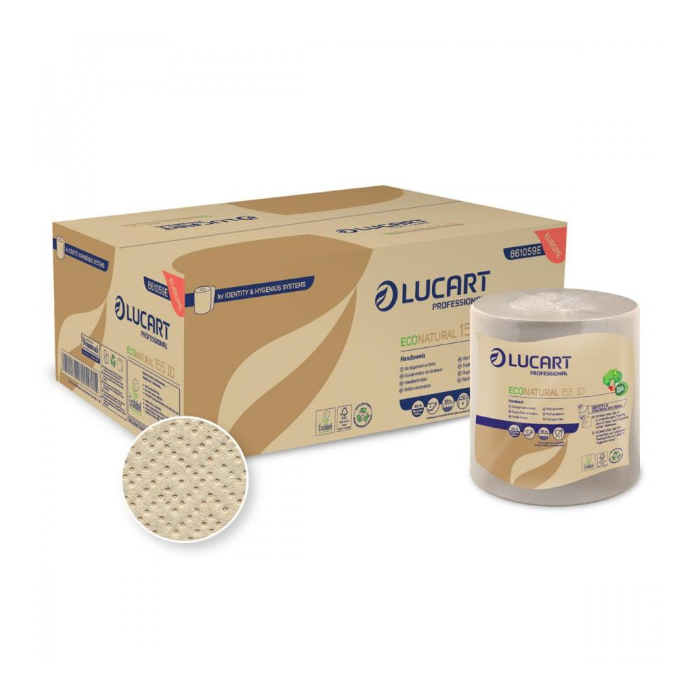 Lucart ECO Natural Cardboard Core tekercses törlő 2 rétegű 155m 6 tekercs/karton, 40 karton/raklap
