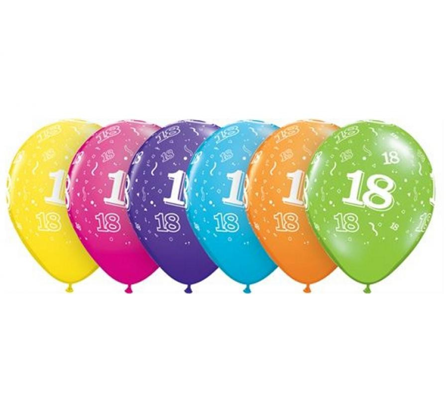 Színes Happy Birthday 18 Pastel Mix léggömb, lufi 6 db-os 11 inch (28cm)