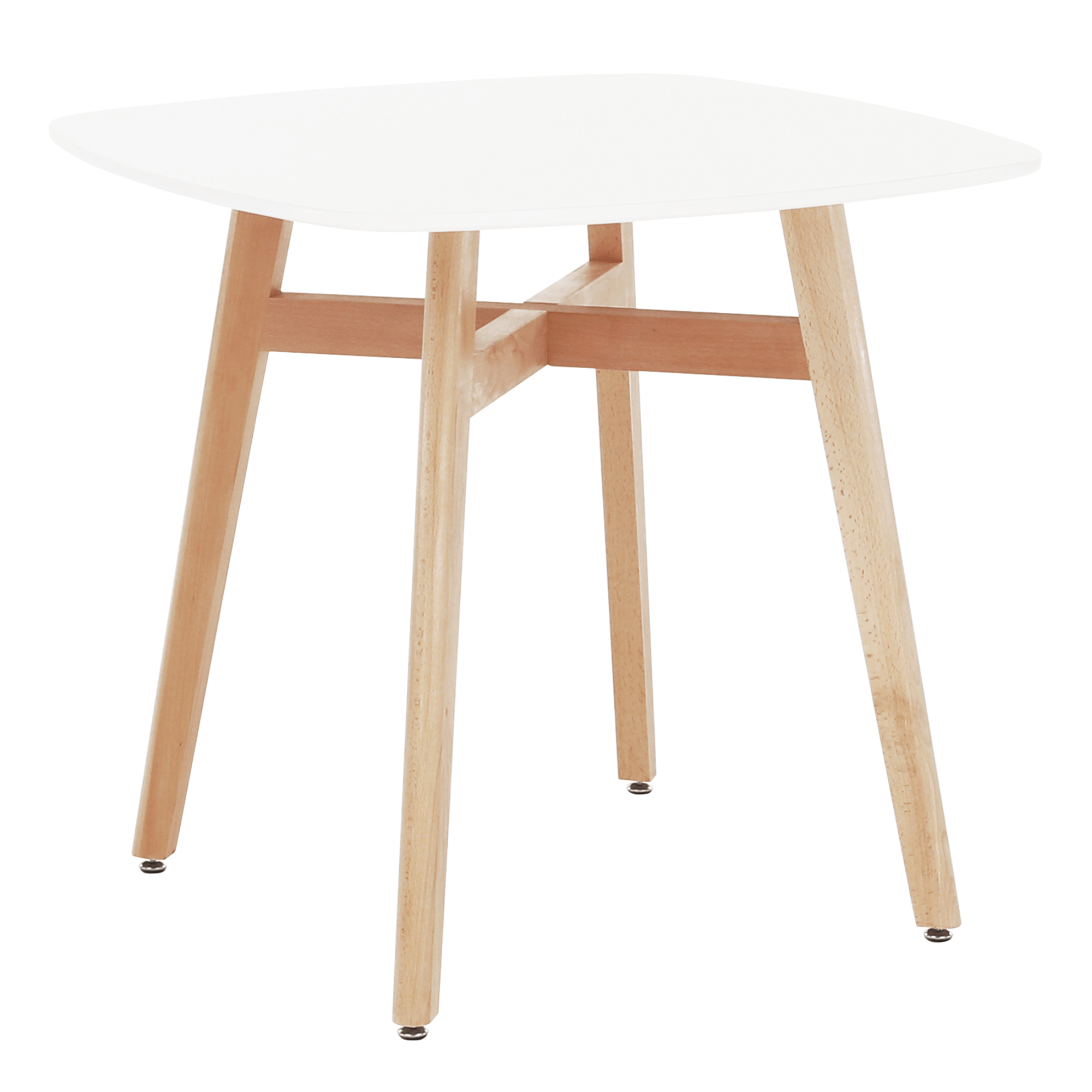 Étkezőasztal, fehér/természetes fa, 80x80 cm, DEJAN 3 NEW