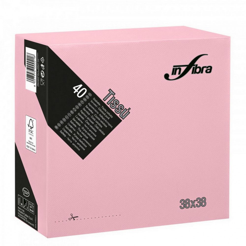 Infibra Szalvéta 38x38cm Pink 2 réteg 40 lap/csomag 
