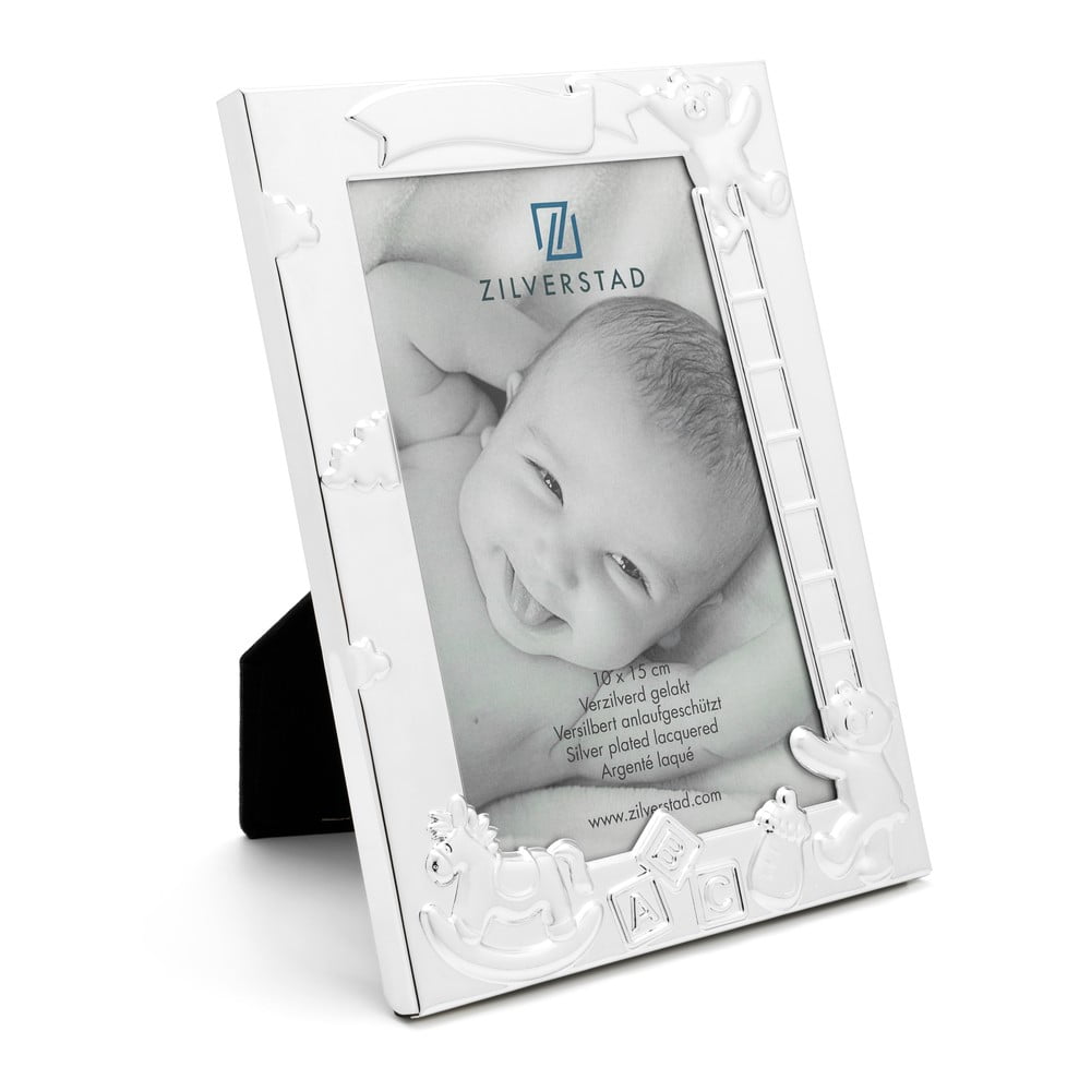 Ezüstszínű fém álló képkeret 27x11 cm Baby – Zilverstad
