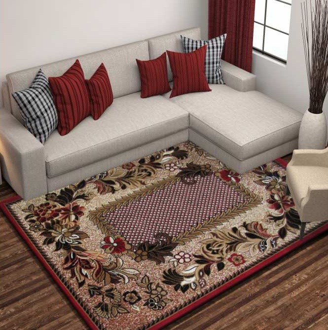 Piros-barna szőnyeg virágokkal, darabos Szélesség: 180 cm | Hossz: 250 cm
