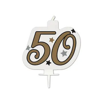 Happy Birthday Gold Milestone tortagyertya, számgyertya 50-es
