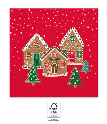 Karácsonyi Gingerhouses szalvéta 20 db-os 33x33 cm FSC