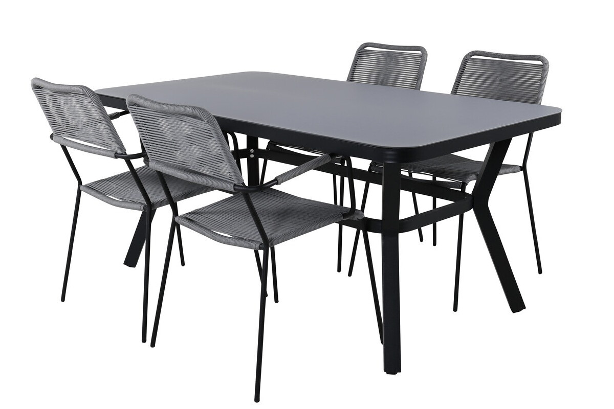 Asztal és szék garnitúra Dallas 2193 (Fekete + Szürke)