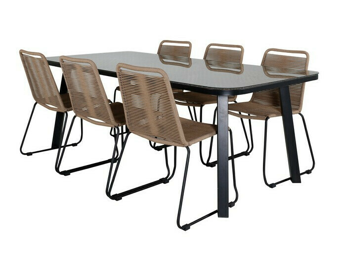 Asztal és szék garnitúra Dallas 2477 (Világosbarna + Fekete)