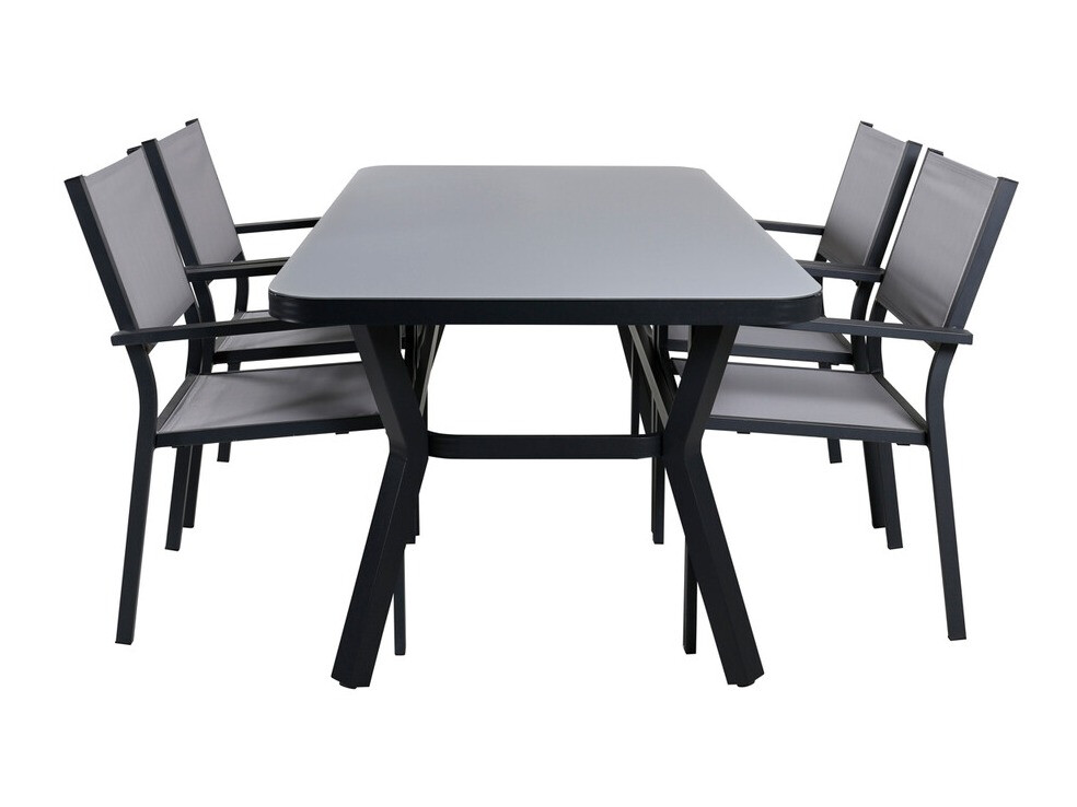 Asztal és szék garnitúra Dallas 3587 (Szürke + Fekete)