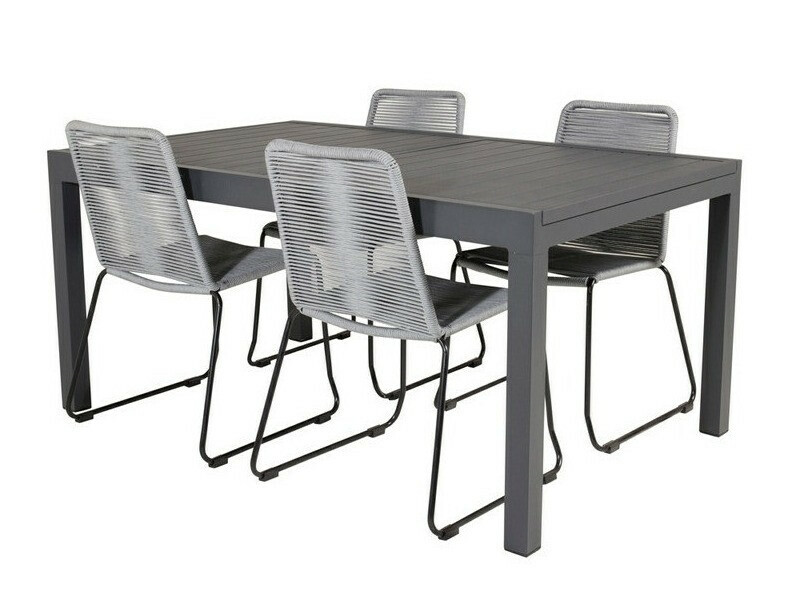 Asztal és szék garnitúra Dallas 3783 (Szürke + Fekete)