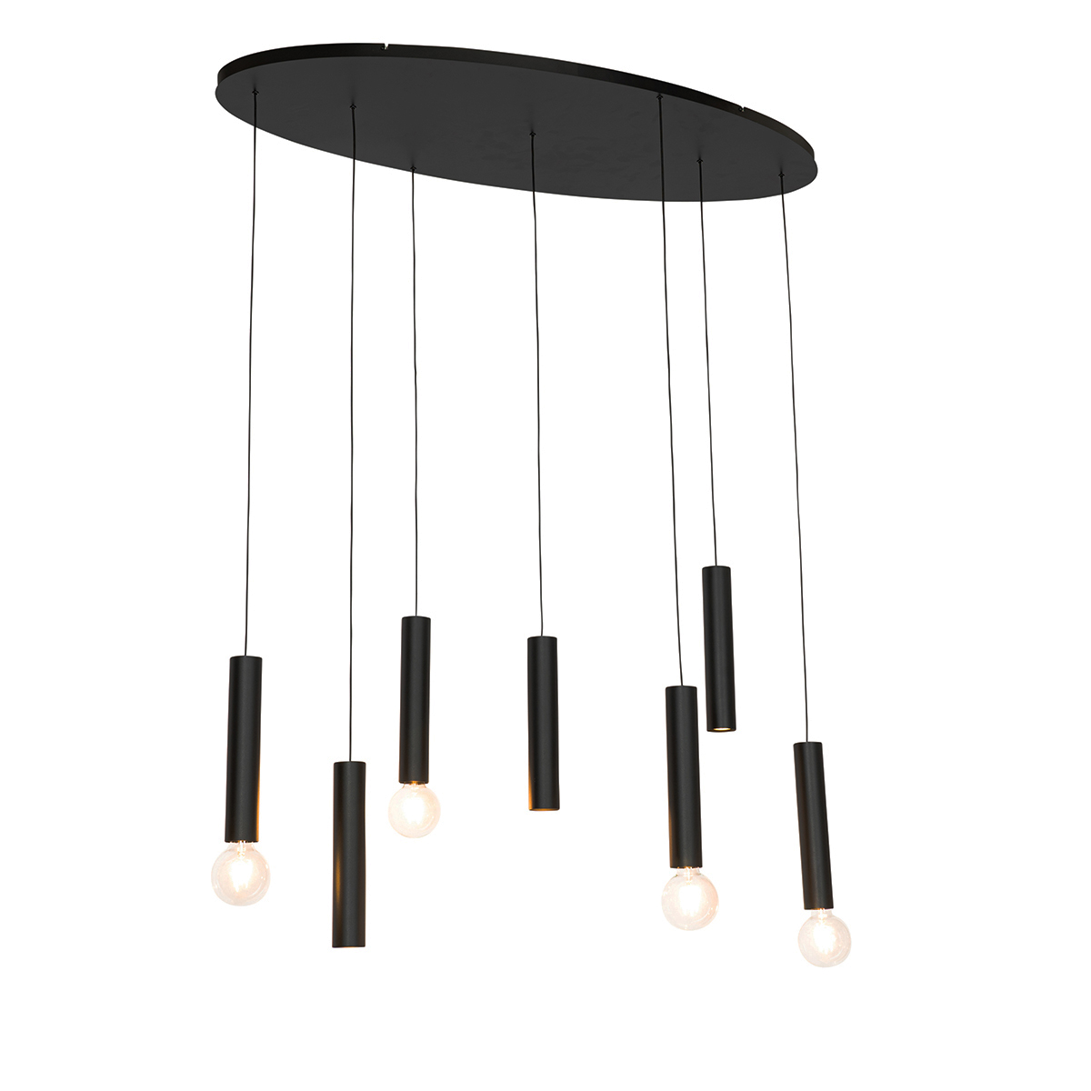 Design függőlámpa fekete ovális 7 fényes - Tuba